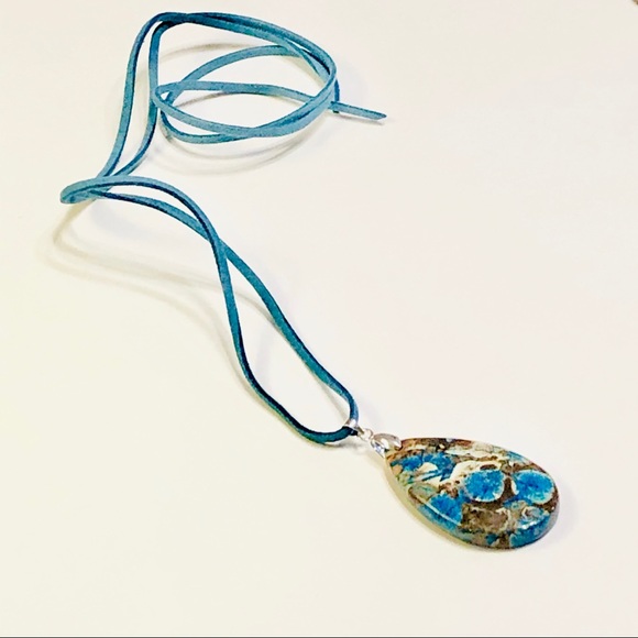 Blue Kambaba Jasper Stone Hand-crafted One-of-a-Kind Necklace - Picture 4 of 8